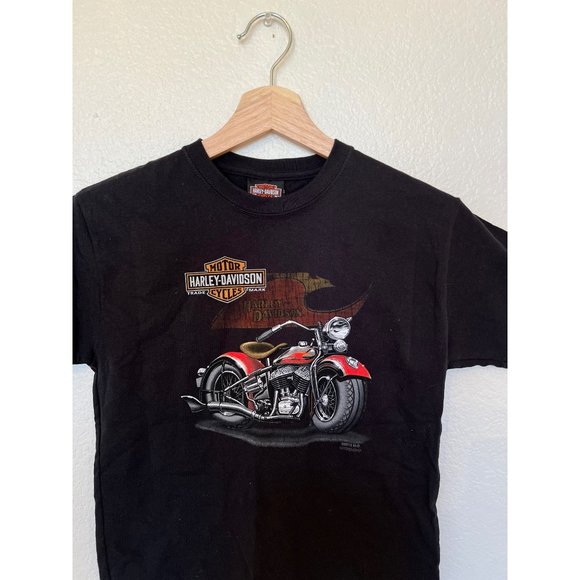 Black T-Shirt Sleeve Harley Davidson Short Womens Size Medium Harley-Davidson Wo - Picture 2 of 5